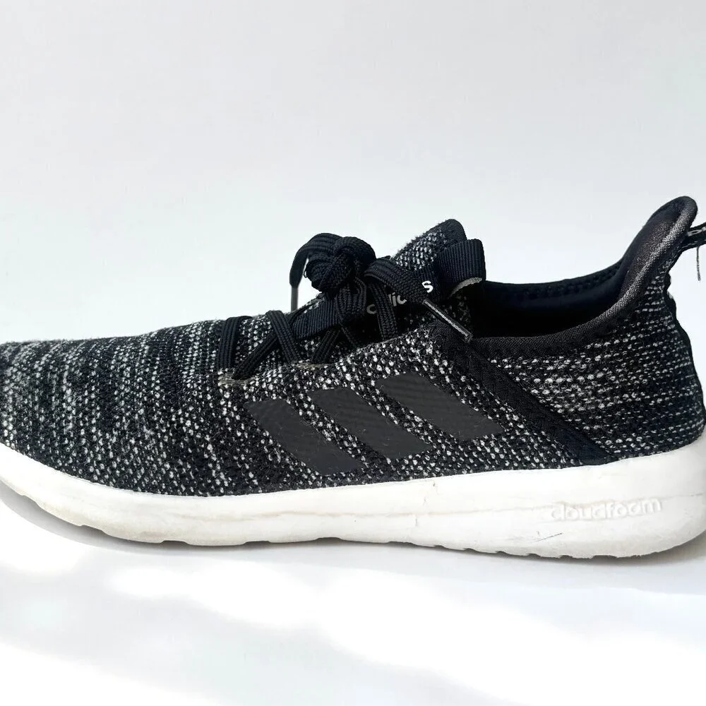 Adidas Women's Cloudfoam Black & White Lace Up Running Shoes - Sz 7.5